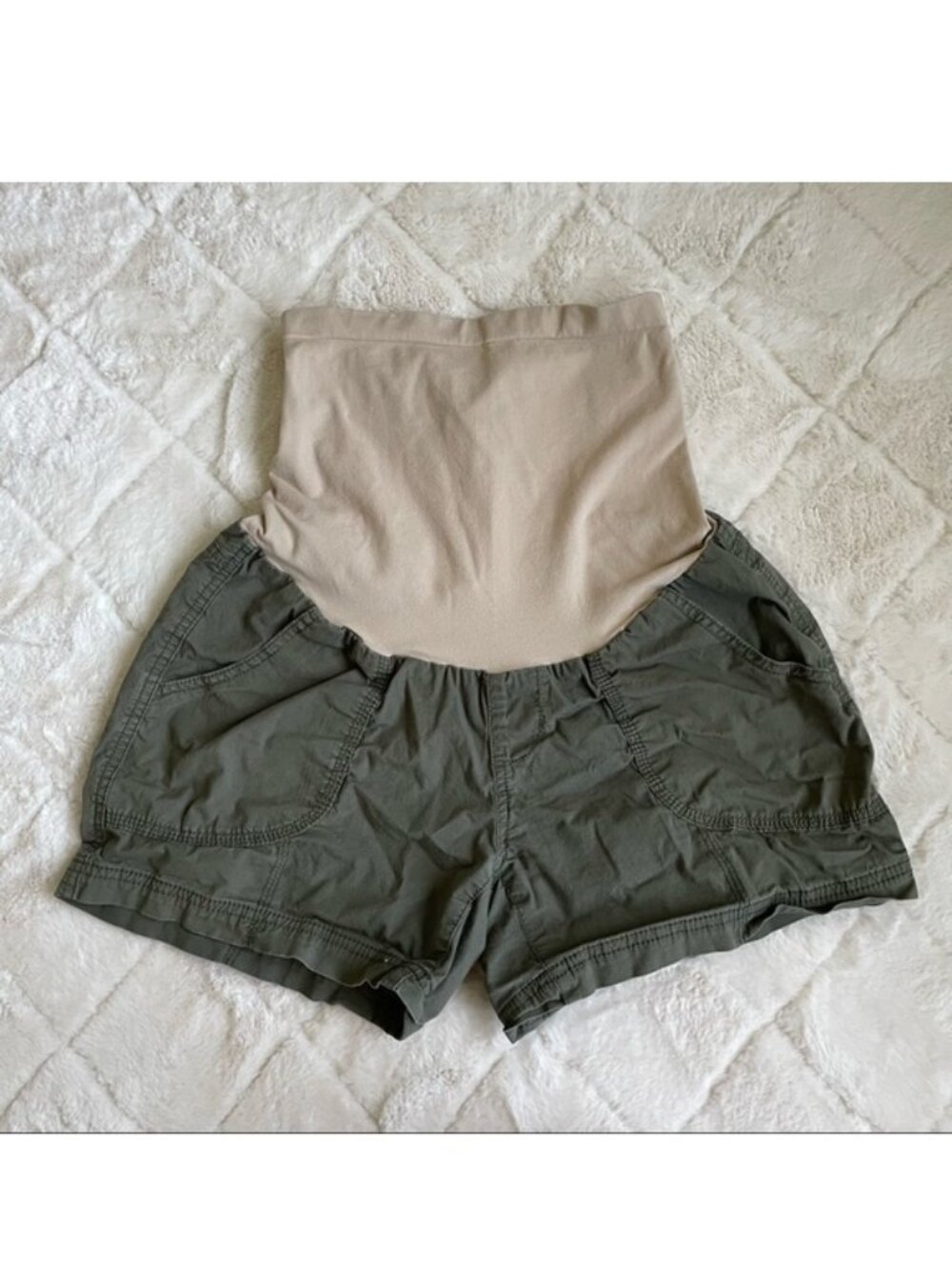 Motherhood Maternity | Olive Green Cargo Shorts With Panel | Size Small - Picture 2 of 9